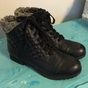 Black Sweater-Cuffed Booties